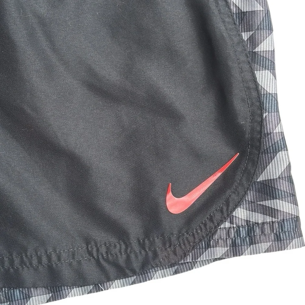 Nike Swim Trunks Mens Medium Black Gray Neon Orange Mesh Lined Board Shorts